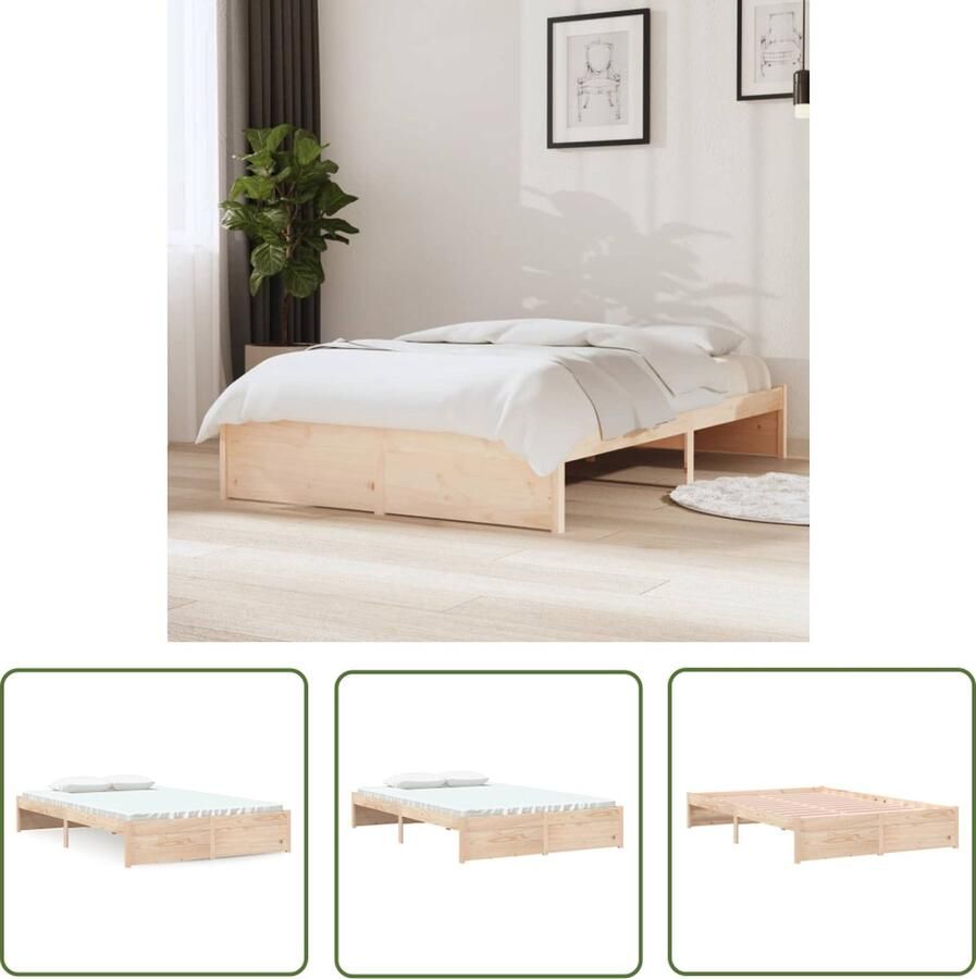The Living Store Bedframe Grenenhout 195.5 x 125.5 x 31 cm Stabiel Rustiek Matras niet inbegrepen Houten Bedframe Grenenhout Bed Modern Bed Stabiel Bed Rustic Bed