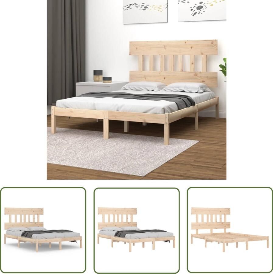 The Living Store Bedframe Grenenhout 205.5 x 155.5 x 31 cm Onbehandeld Geschikt voor 150 x 200 cm Matras Houten Bedframe Grenenhout Bed King Size Bed Tweepersoons Bed Stapelbare Bedbodems