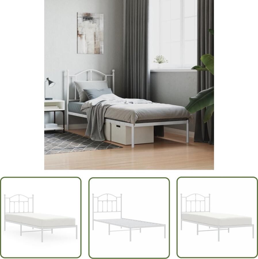 The Living Store Bedframe Klassiek Wit 207 x 85 x 97 cm Robuust Metalen Constructie Klassieke Bed Frame Houten Bed Frame Staal Bed Frame Wit Bed Frame Tweepersoons Bed Frame