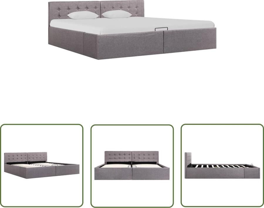 The Living Store Bedframe met hydraulische opslag stof taupe 180x200 cm Bedframe Bedframes Bed Bedden Tweepersoonsbed Tweepersoonsbedden Slaapkamermeubilair Slaapkamermeubel Slaapkamermeubels Slaapkamermeubelen Slaapmeubel