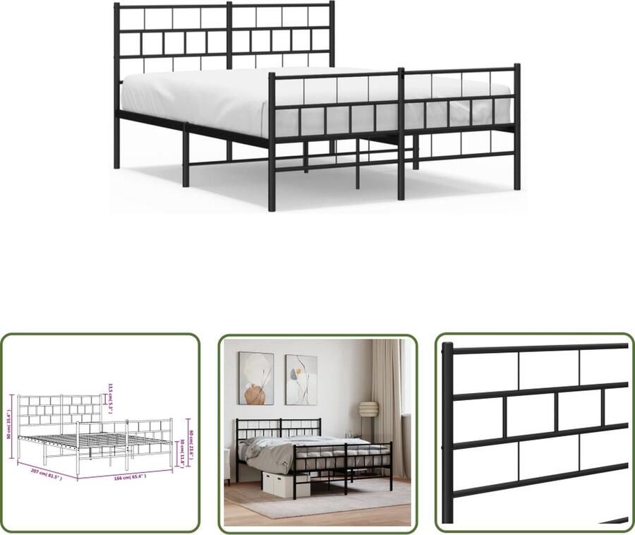 VidaXL The Living Store Bedframe Metalen Logeerbed met Opbergruimte Robuust en Functioneel 207x166x90cm Zwart 160x200cm Matras Montage vereist The Living Store