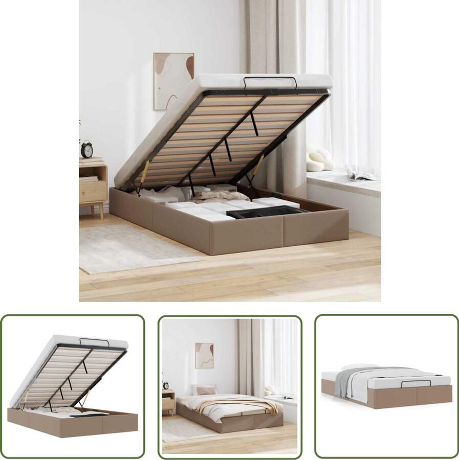 VidaXL The Living Store Bedframe zonder matras 120x190 cm kunstleer cappuccinokleurig Voetensteun Slaapkamer Meubels Hoofdbord Tweepersoonsbed Stapelbare Beddengoed