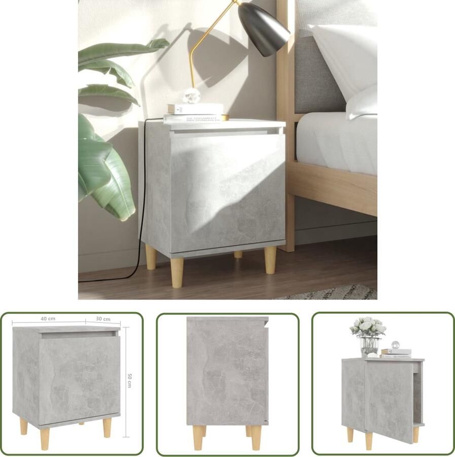VidaXL The Living Store Bedkastjes Betongrijs 40 x 30 x 50 cm Scandinavische stijl - Foto 2