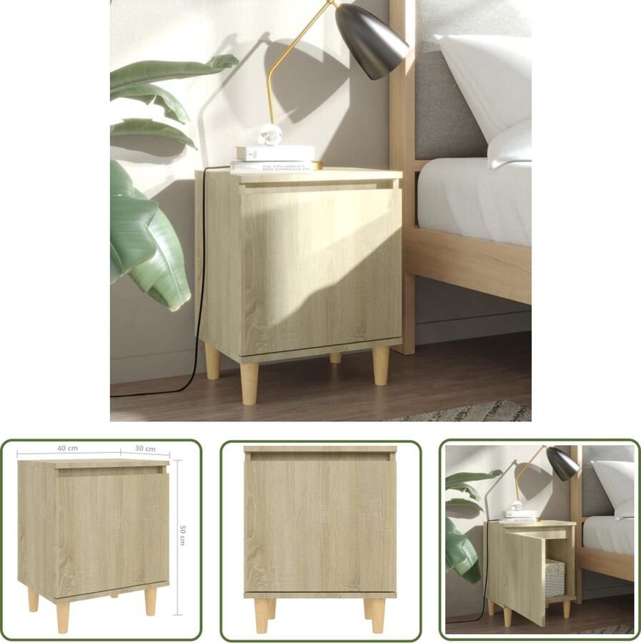 VidaXL The Living Store Bedkastjes Sonoma Eiken 40 x 30 x 50 cm Houten Poten - Foto 2