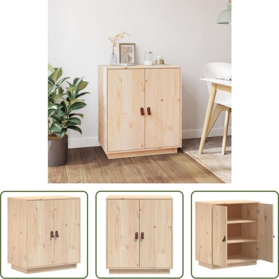 VidaXL The Living Store Bijzetkast Massief Grenenhout Dressoir 65.5 x 40 x 75 cm