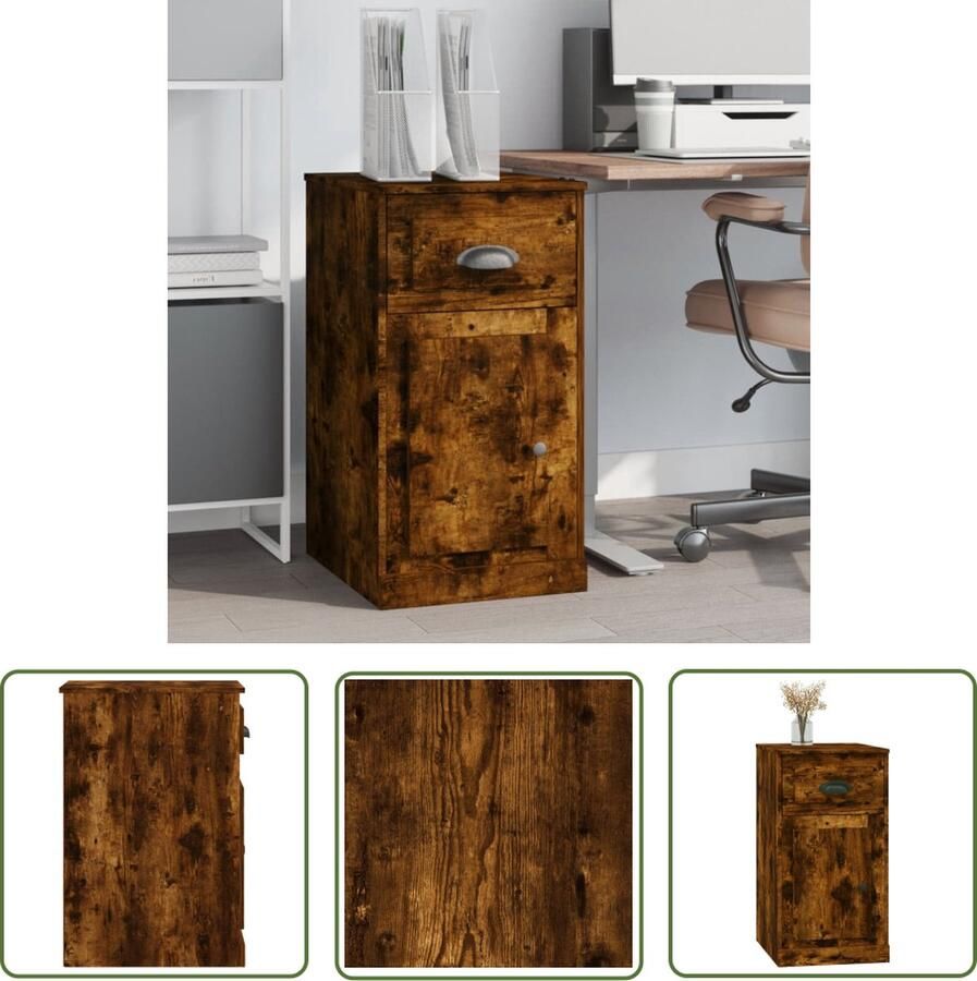 VidaXL The Living Store Bijzetkast Smoked Oak 40x50x75cm Duurzaam hout Opbergruimte Stofvrije deur - Foto 2