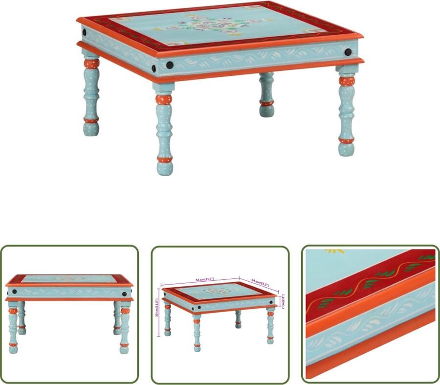 VidaXL The Living Store Bijzettafel Massief Mangohout Meerkleurig 54x54x30 cm