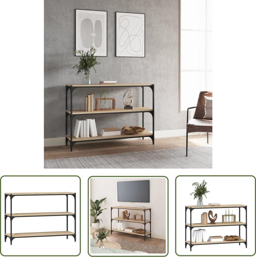 VidaXL The Living Store Boekenkast 100x33x70 5 cm bewerkt hout en staal sonoma eiken Boekenkast Houten Boekenkast Industrieel Boekenkast Sonoma Eiken Boekenkast Boekenplank - Foto 2