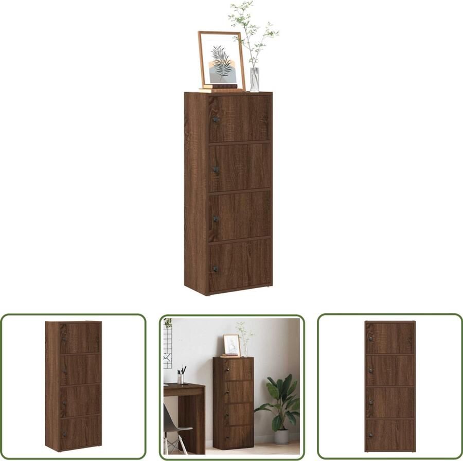 VidaXL The Living Store Boekenkast 40x24x102 cm bewerkt hout bruin eikenkleurig Boekenkast Houten Boekenkast Bruine Eiken Boekenkast Opbergkast Bibliotheekkast