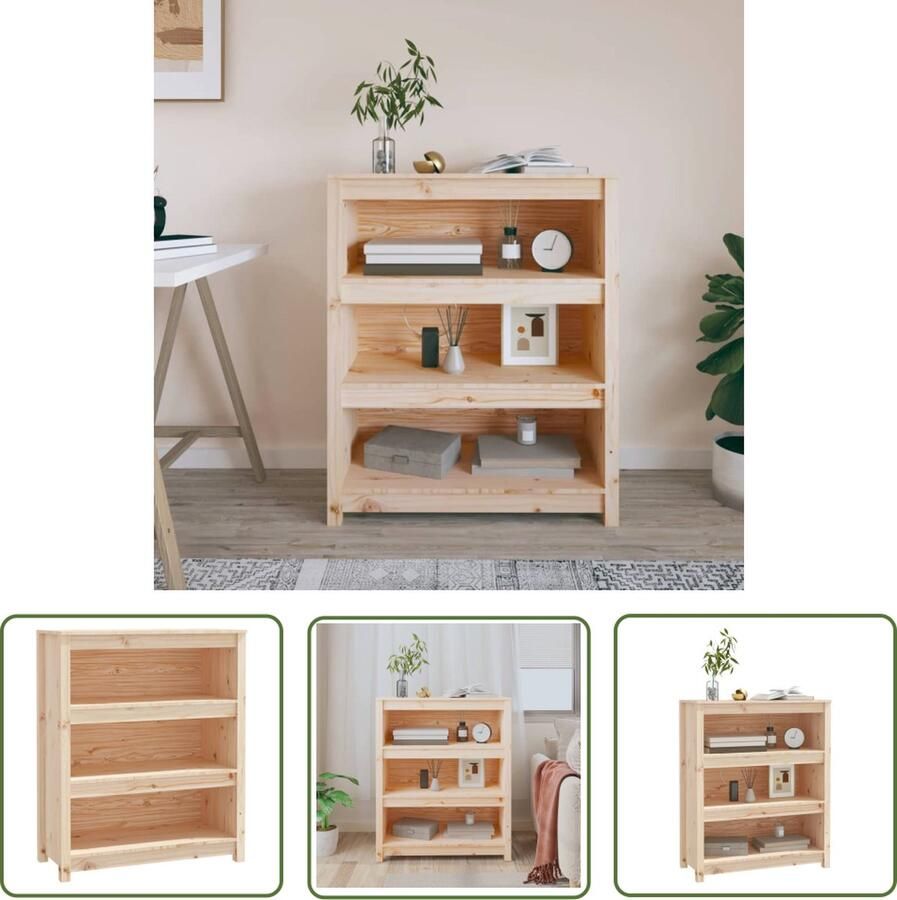 The Living Store Boekenkast Grenenhout 80 x 35 x 97 cm Rustiek uitstraling Boekenkast Houten Boekenkast Grenenhouten Boekenkast Vintage Boekenkast Rustic Boekenkast - Foto 2