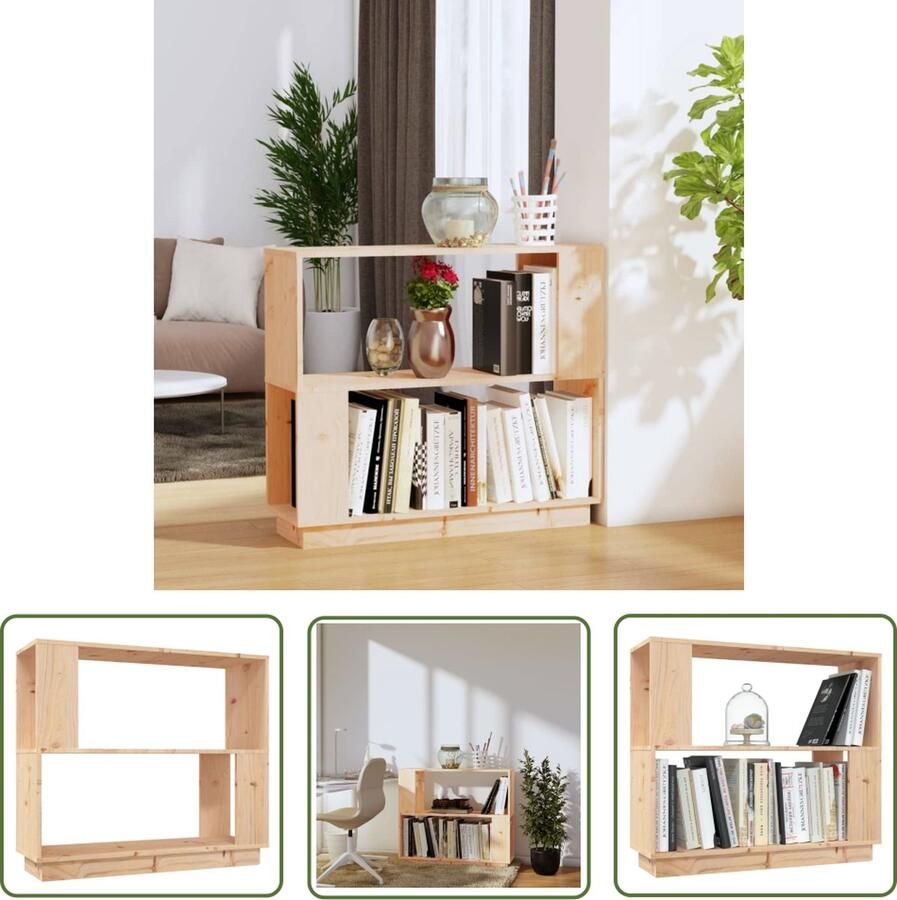 VidaXL The Living Store Boekenkast kamerscherm 80x25x70 cm massief grenenhout Boekenkast Houten Kast Mangohout Boekenplank Kamerdivider - Foto 2