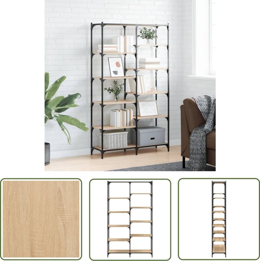 VidaXL The Living Store Boekenrek Sonoma Eiken 100 x 32 x 170 cm Industrieel Design - Foto 2