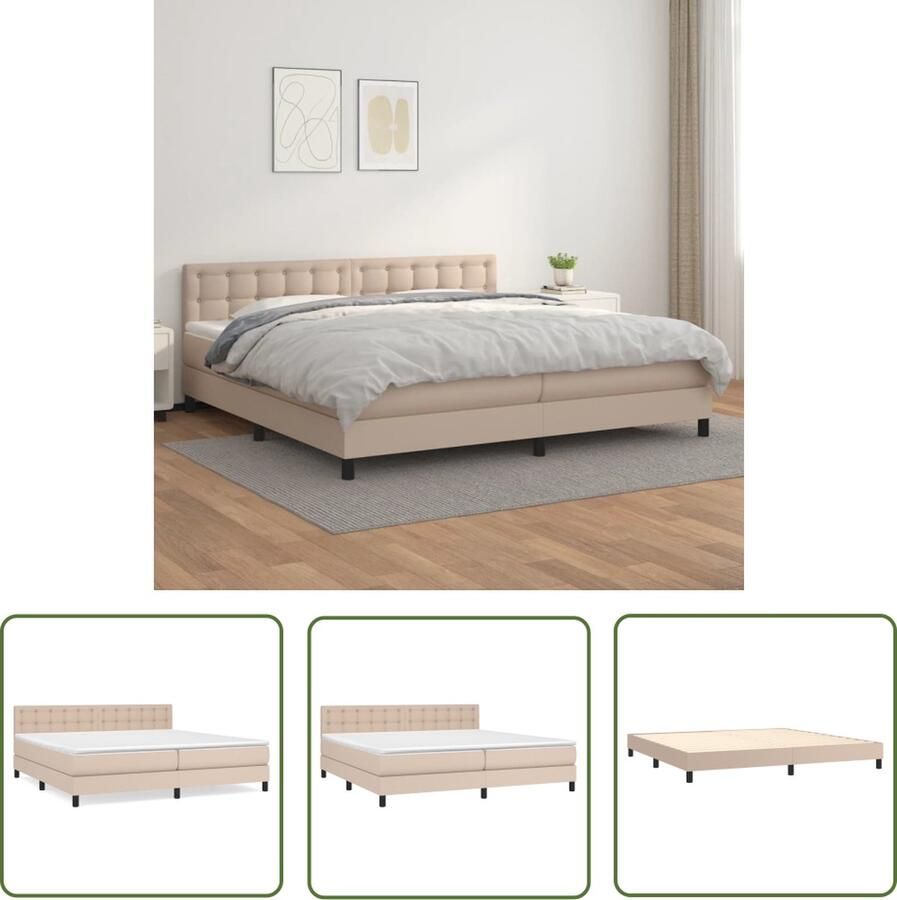 The Living Store Boxspringbed 203x200x78 88cm Kunstleer Pocketvering matras Middelharde ondersteuning Huidvriendelijk topmatras Boxspringbed Boxspring Bed Slapen Nachtrust