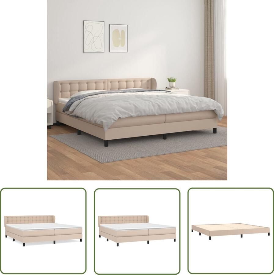 The Living Store Boxspringbed Cappuccino Kunstleer 203x203x78 88 cm Hoofdbord Matras Topmatras Boxspringbed Boxspring Kapstok Bedroom Furniture Bruine Meubels