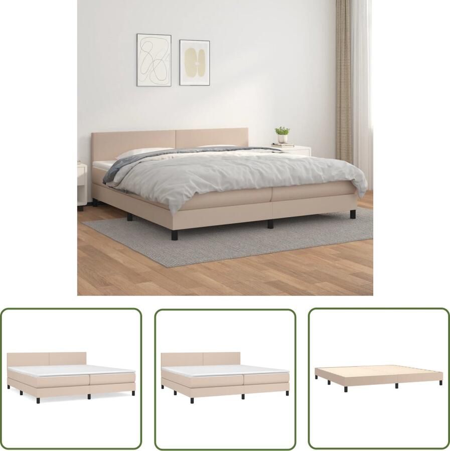 The Living Store Boxspring met matras kunstleer cappuccinokleurig 200x200 cm Boxspring Boxsprings Bed Slaapmeubel Boxspringbed Boxspring Bed Tweepersoonsbed Bed Met Matras Bedframe Ledikant Bed Met Hoofdbord
