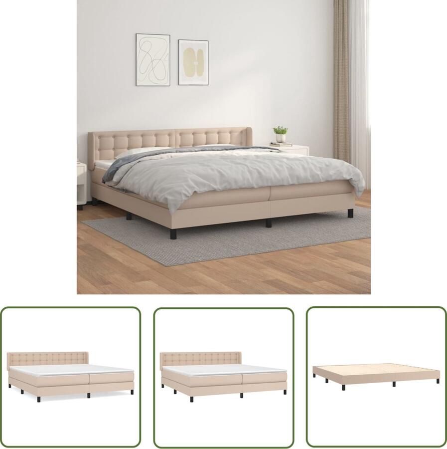 The Living Store Boxspringbed Cappuccino Kunstleer 203 x 203 x 78 88 cm Hoogwaardig materiaal en verstelbaar hoofdbord Boxspringbed Kunstleder Bed Kapstok Slaapkamer Meubels Tweepersoons Bed