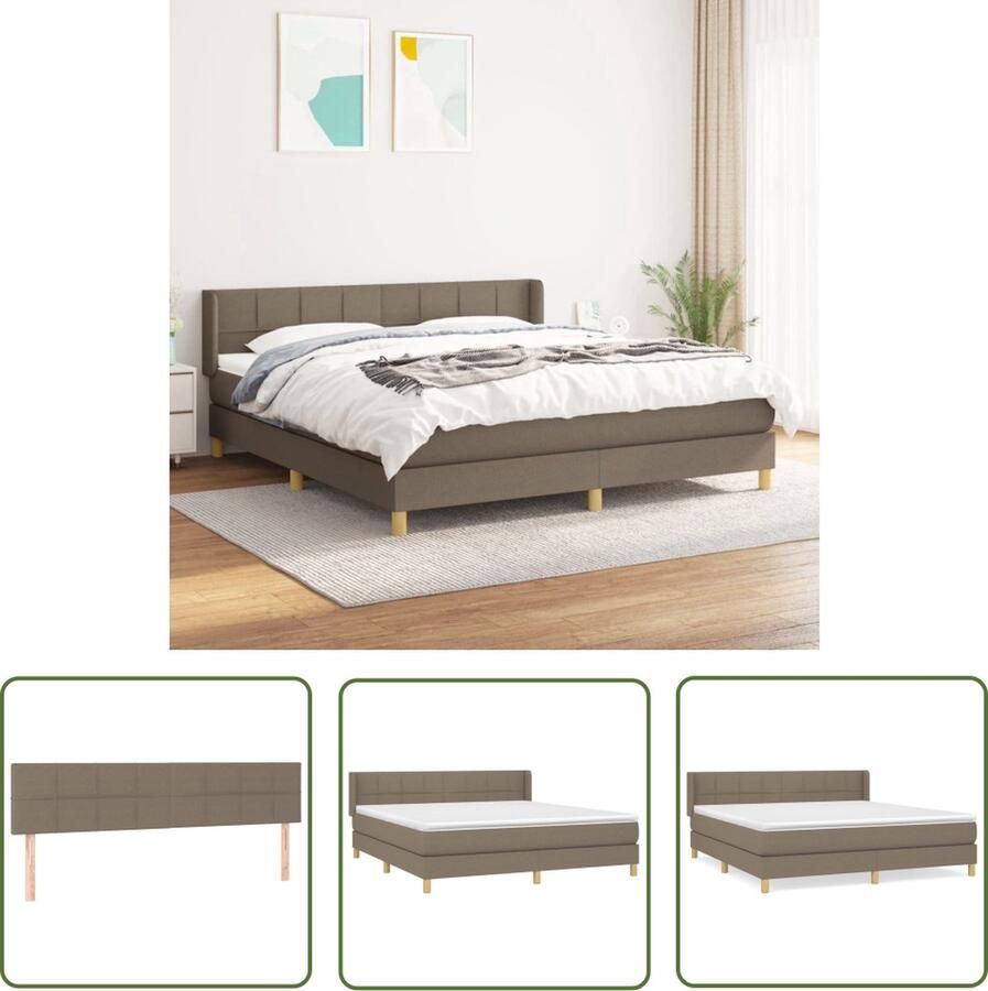 VidaXL The Living Store Boxspringbed Taupe 203 x 163 x 78 88 cm Pocketvering matras Middelharde ondersteuning Huidvriendelijk topmatras