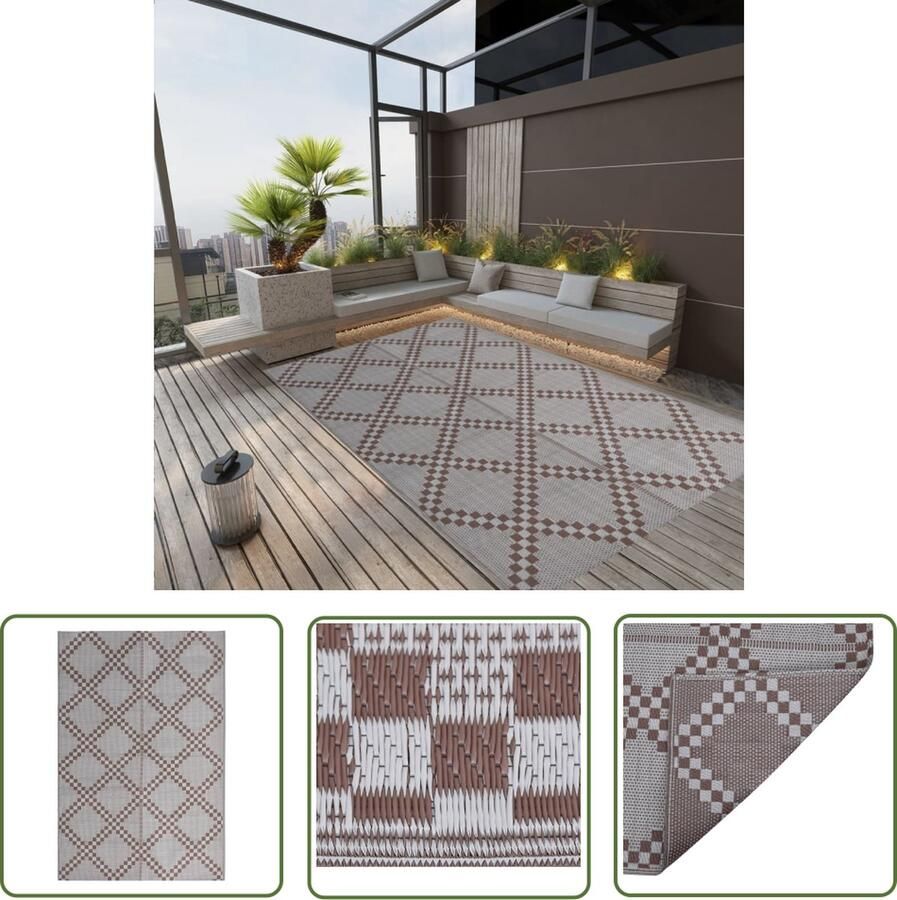 VidaXL The Living Store Buitenkleed ARAKIL 140x200 cm polypropeen bruin Tuintapijt Outdoor Vloerbedekking Patio Dekens Veranda Tapijten Brown Carpet
