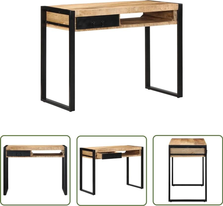 VidaXL The Living Store Bureau 100x50x75 cm massief ruw mangohout Bureau Houten Bureau Mangohouten Bureau Computer Bureau Home Office