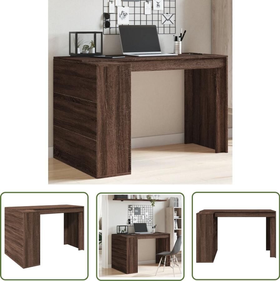 VidaXL The Living Store Bureau 123 5x73 5x75 cm bewerkt hout bruin eikenkleurig Bureau Houten Bureau Bruine Bureau Eiken Kleur Bureau Compact Bureau