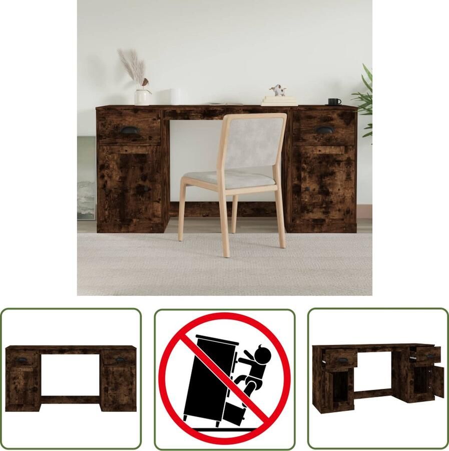 VidaXL The Living Store Bureau 154.5 x 50 x 75 cm Gerookt eiken - Foto 2