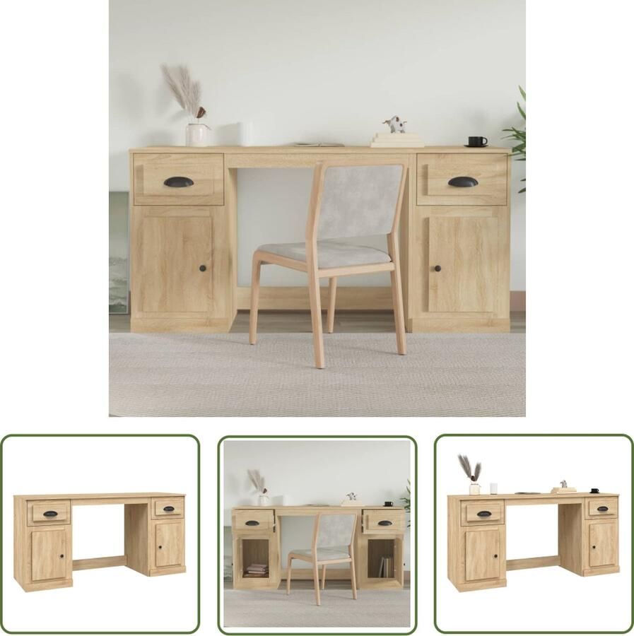 VidaXL The Living Store Bureau Sonoma Eiken 154.5 x 50 x 75 cm Met Kast - Foto 2
