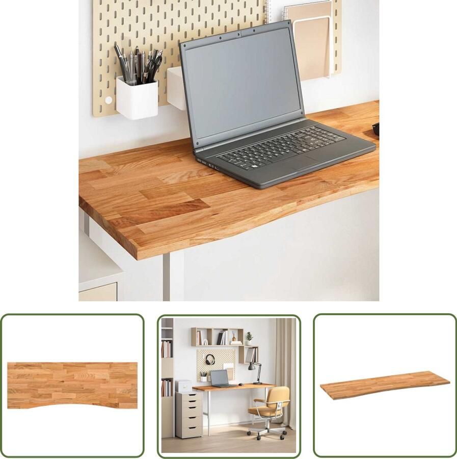 VidaXL The Living Store Bureaublad rechthoekig 140x60x2 5 cm eikenhout lichtbruin Eikenhouten Bureau Bureaublad Bureautafel Werkblad Kantoorbureau