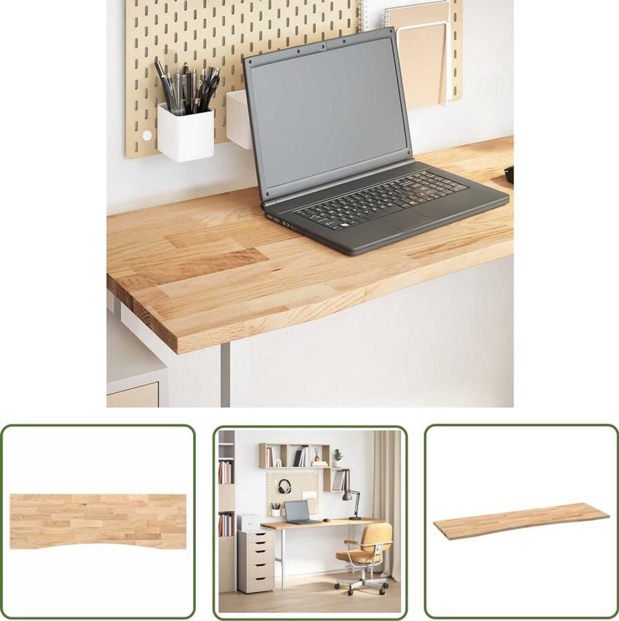 VidaXL The Living Store Bureaublad rechthoekig 160x50x2 5 cm onbehandeld eikenhout Bureaublad Eikenhout Houten Bureau Kantoorruimte Werkblad