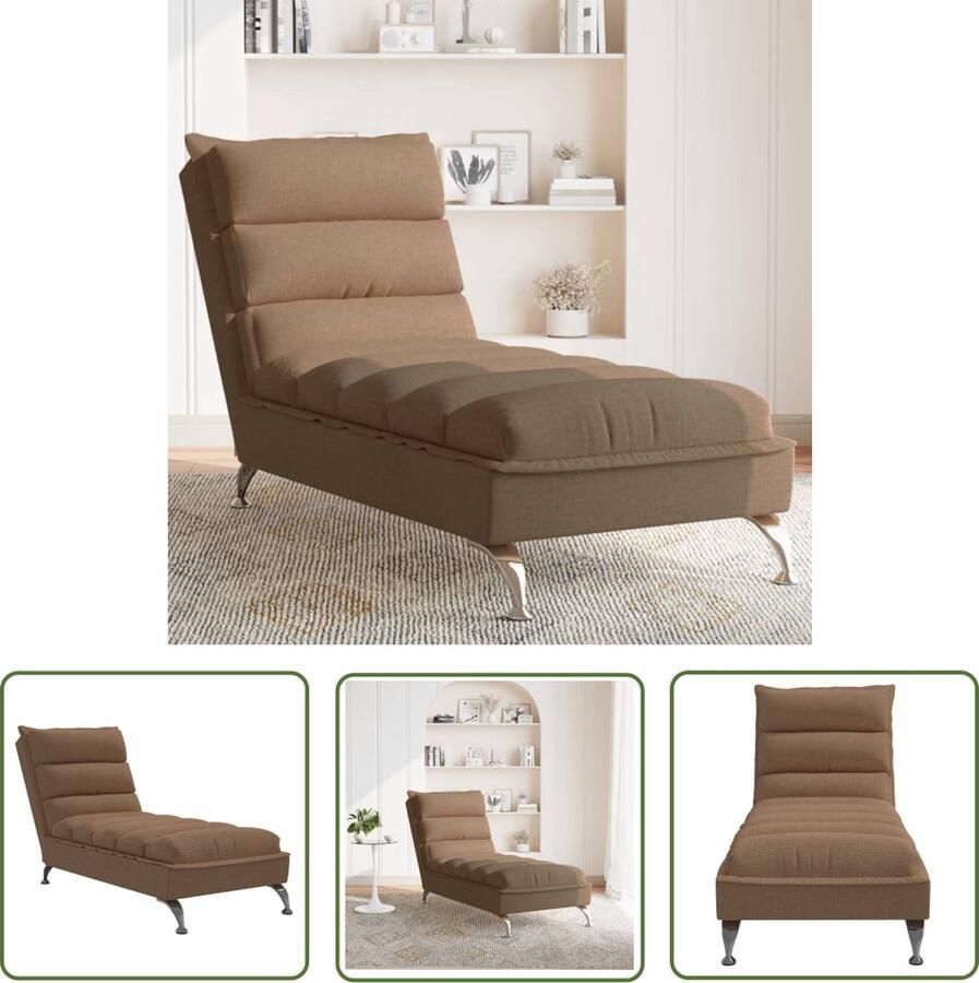 VidaXL The Living Store Chaise longue met kussens stof bruin Chaise longue