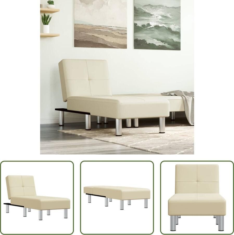 VidaXL The Living Store Chaise Longue Verstelbaar Kunstleer 55 x 140 x 70 cm Crème
