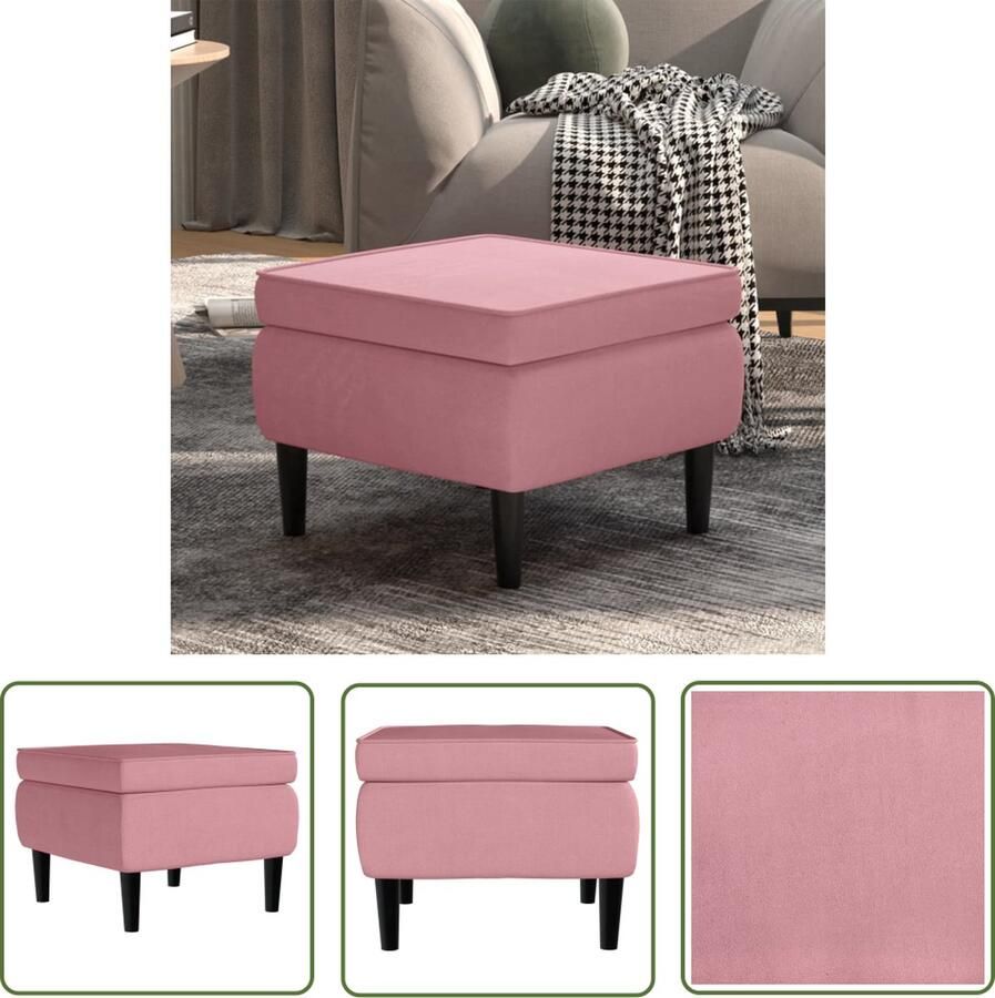 VidaXL The Living Store Charmante Kruk Voetenbank 55 x 54.5 x 42 cm Fluweel Roze - Foto 2
