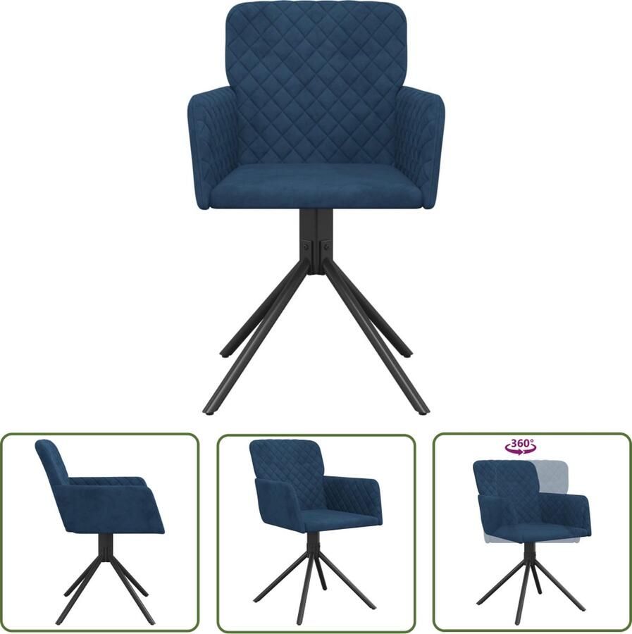VidaXL The Living Store Draaibare Eetkamerstoelen Blauw 51.5 x 59 x 83.5 cm Fluweel