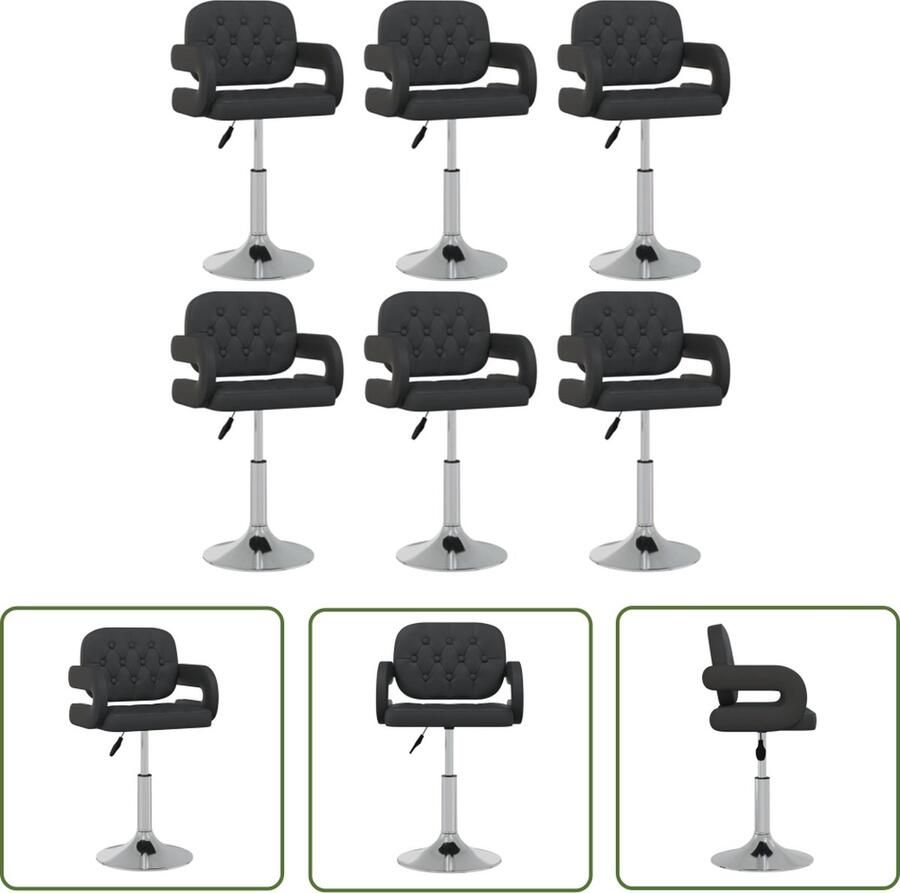 The Living Store Eetkamerstoelenset Draaibaar Zwart 58 x 50 cm Kunstleer Eetkamerstoelen Zwarte Stoelen Draaibare Stoelen Kunstleder Meubels Comfortabele Stoelen - Foto 2