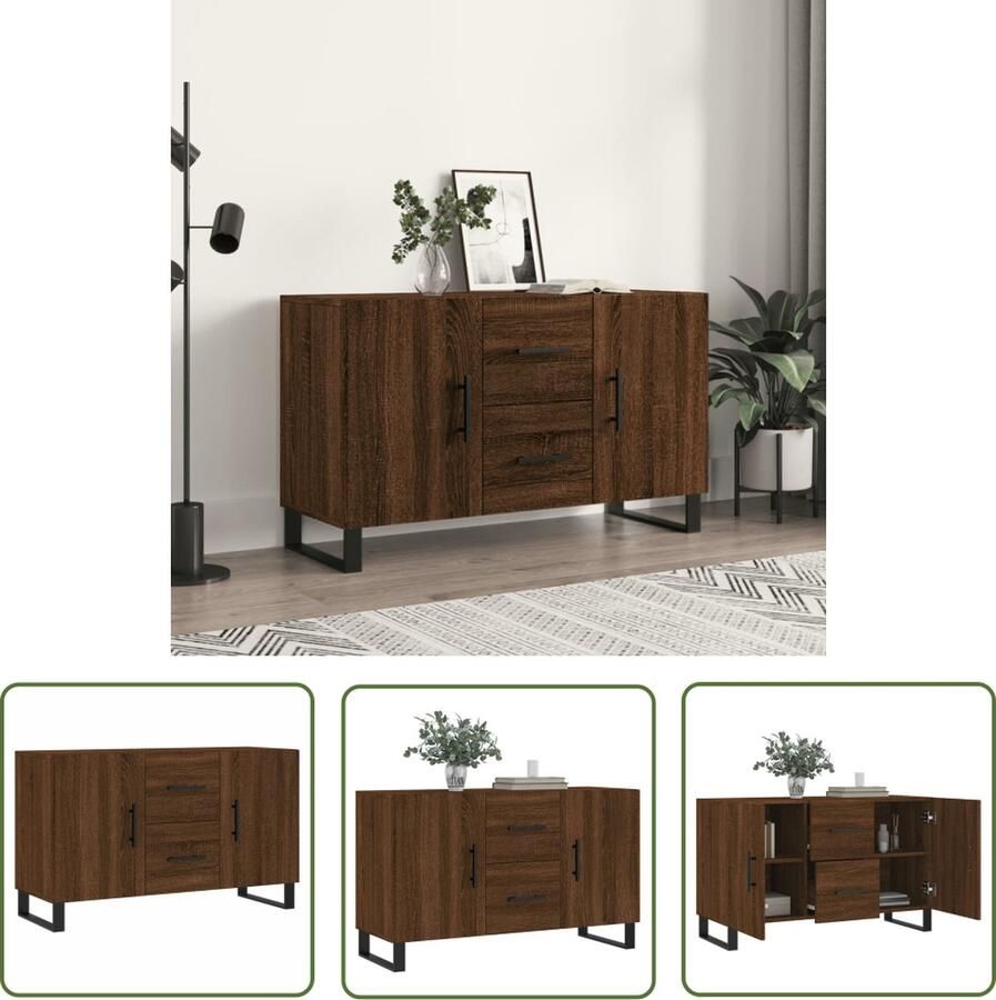 VidaXL The Living Store Dressoir 100x36x60 cm bewerkt hout bruin eikenkleur Dressoir Houten Dressoir Modern Dressoir Bruine Dressoir Opbergkast