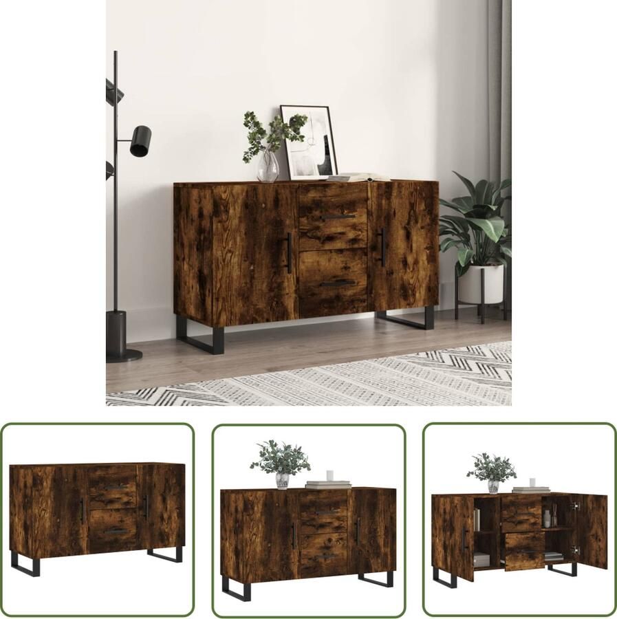 VidaXL The Living Store Dressoir 100x36x60 cm bewerkt hout gerookt eikenkleurig Dressoir Houten Dressoir Modern Dressoir Vintage Dressoir Opbergkast