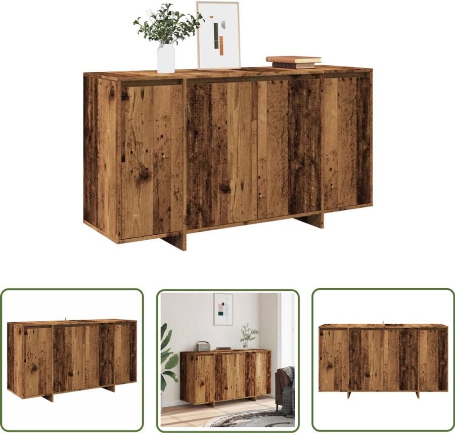 VidaXL The Living Store Dressoir 135x41x75 cm bewerkt hout oud houtkleurig Dressoir Houten Dressoir Vintage Dressoir Opbergmeubel Salontafel