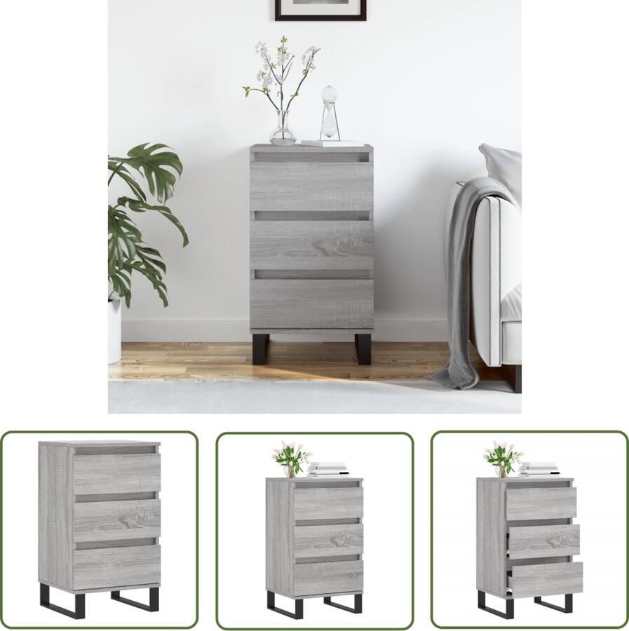 VidaXL The Living Store Dressoir 40x35x70 cm bewerkt hout grijs sonoma Dressoir Kast Opbergkast Salontafel Woonkamerinrichting