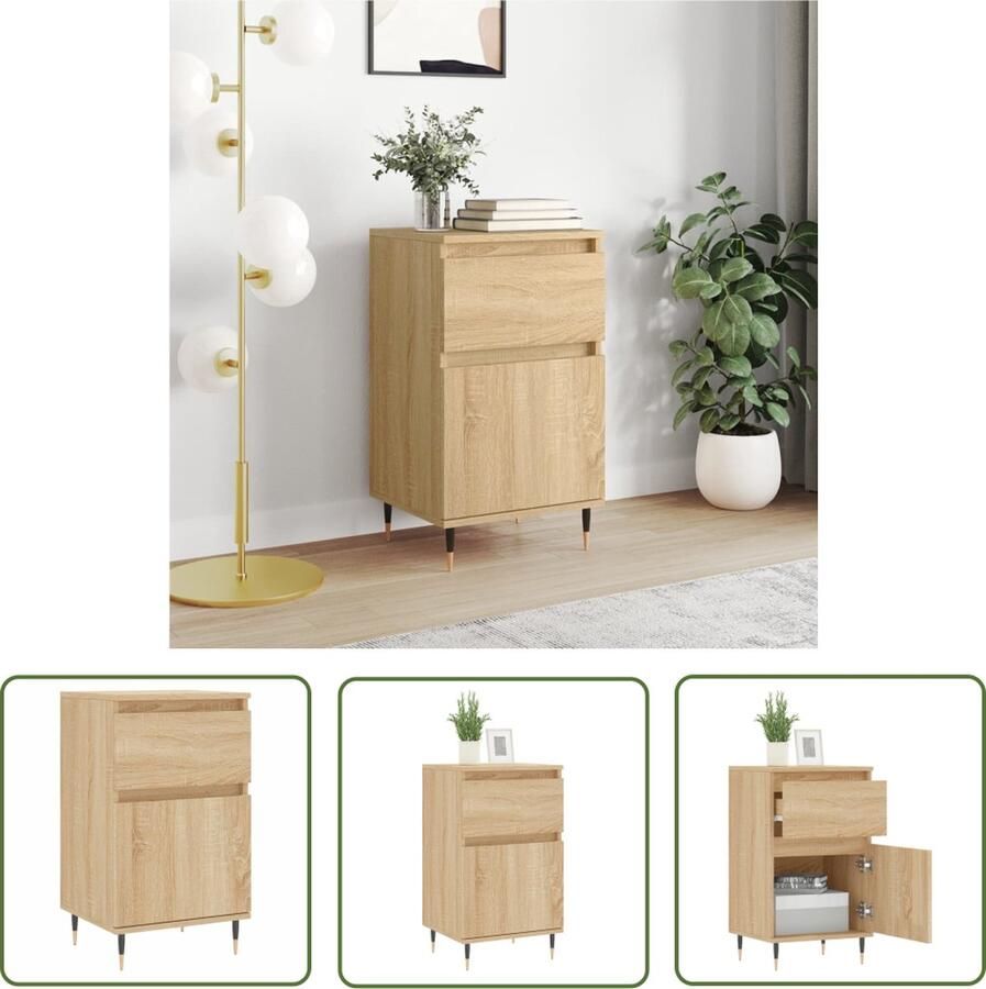 VidaXL The Living Store Dressoir 40x35x70 cm bewerkt hout sonoma eikenkleurig Dressoir Opbergkast Salontafel Houten Kast Sonomapine
