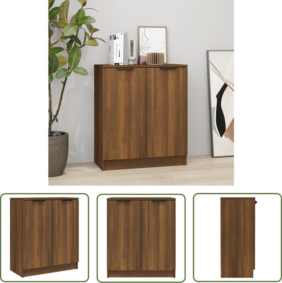 VidaXL The Living Store Dressoir 60x30x70 cm bewerkt hout bruin eikenkleur Dressoir Houten Dressoir Bruine Eiken Dressoir Wandmontage Dressoir Opbergkast