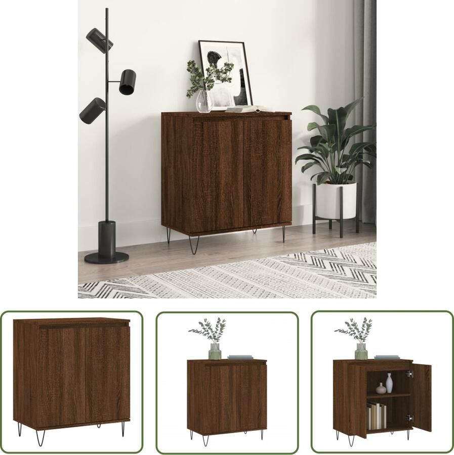 VidaXL The Living Store Dressoir 60x35x70 cm bewerkt hout bruin eikenkleur Dressoir Opbergkast Kast Houten Dressoir Bruine Eiken