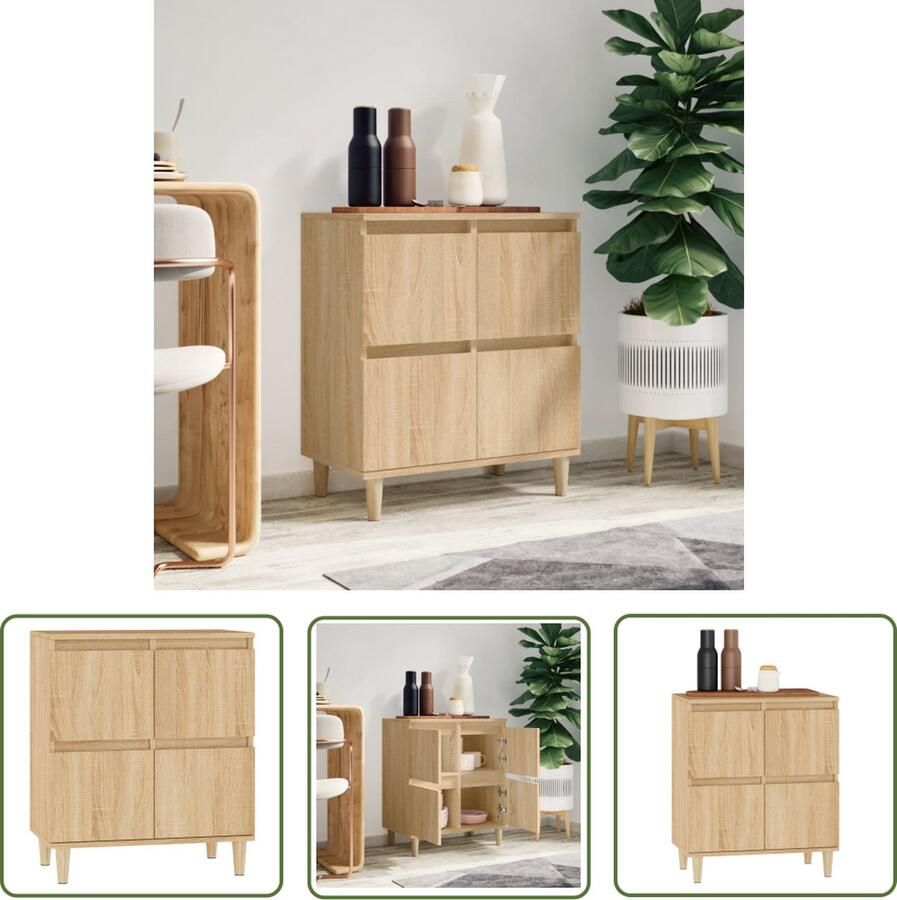 VidaXL The Living Store Dressoir 60x35x70 cm bewerkt hout sonoma eikenkleurig Dressoir Klassiek Meubel Houten Dressoir Salontafel Tv Tafel