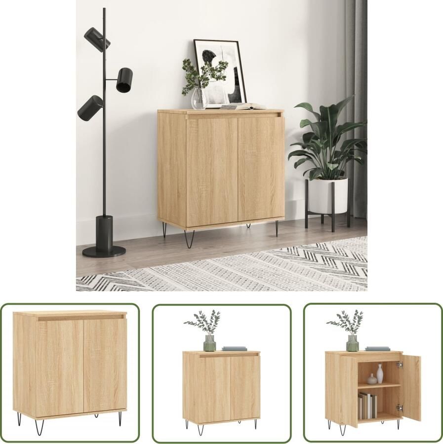VidaXL The Living Store Dressoir 60x35x70 cm bewerkt hout sonoma eikenkleurig Dressoir Salontafel Houten Kast Opbergkast Decoratief Meubel