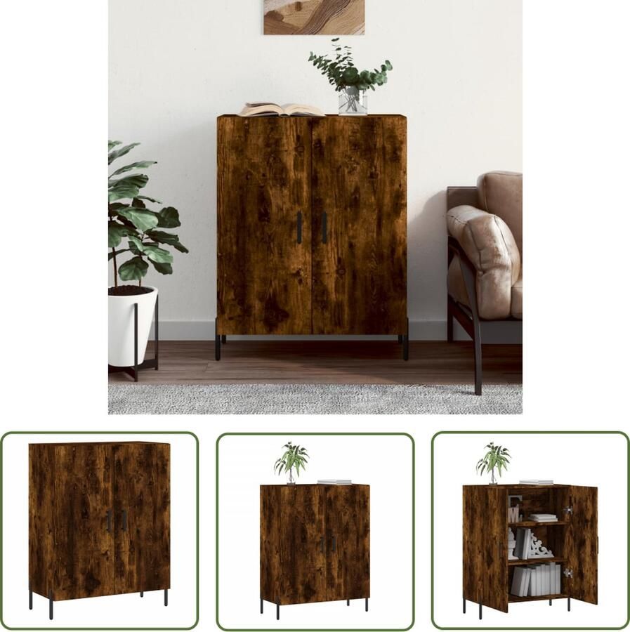 VidaXL The Living Store Dressoir 69 5x34x90 cm bewerkt hout gerookt eikenkleurig Dressoir Houten Dressoir Vintage Dressoir Landelijk Dressoir Modern Dressoir