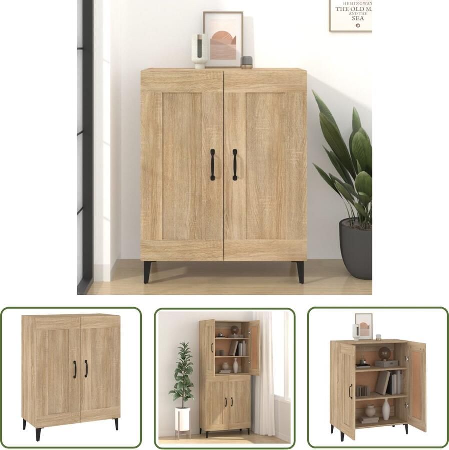VidaXL The Living Store Dressoir 69 5x34x90 cm bewerkt hout sonoma eikenkleurig Dressoir Salontafel Houten Kast Opbergmeubilair Wonen