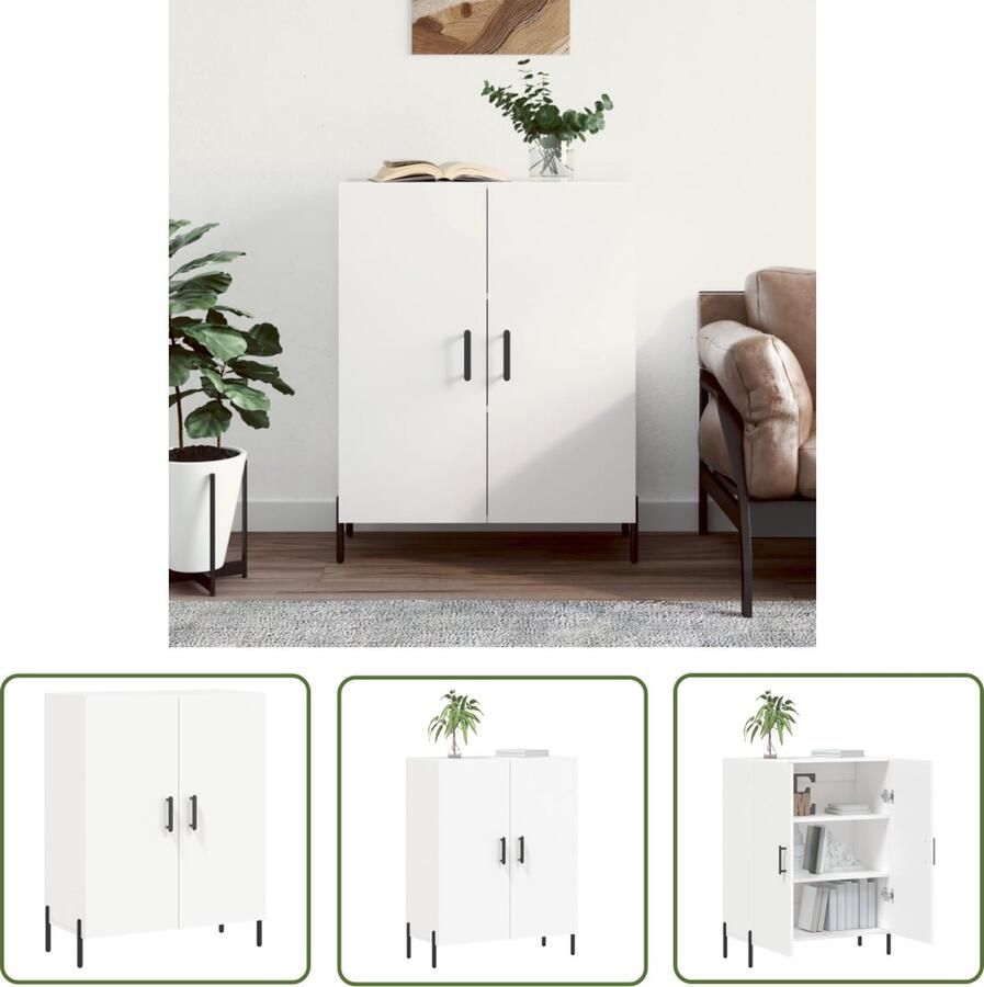 VidaXL The Living Store Dressoir 69 5x34x90 cm bewerkt hout wit Dressoir Vintage Dressoir Houten Dressoir Witte Dressoir Salontafel