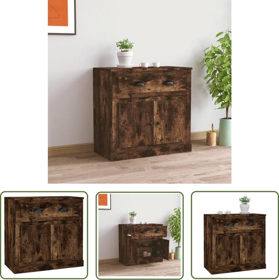 VidaXL The Living Store Dressoir 70x35 5x67 5 cm bewerkt hout gerookt eikenkleurig Dressoir Klassiek Dressoir Houten Dressoir Opbergkast Kamermeubilair