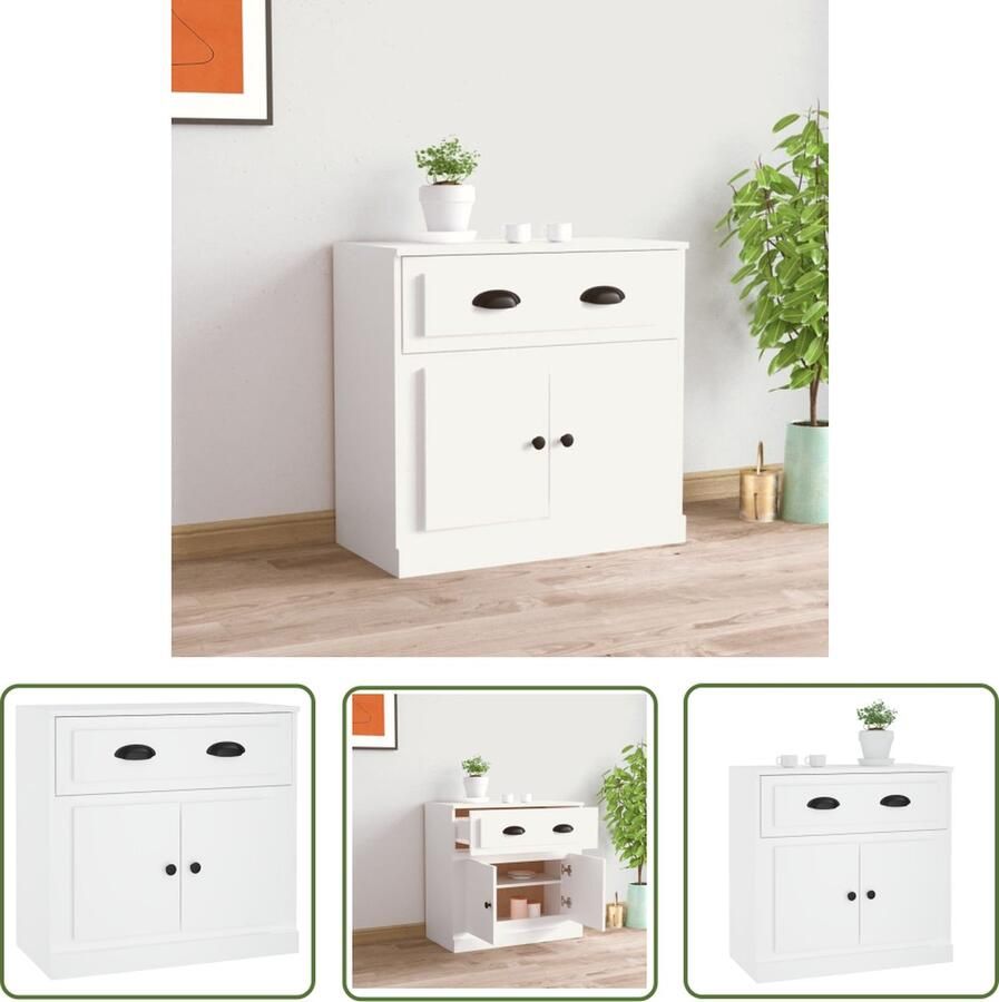 VidaXL The Living Store Dressoir 70x35 5x67 5 cm bewerkt hout wit Dressoir Kast Houten Kast Witte Kast Vintage Dressoir