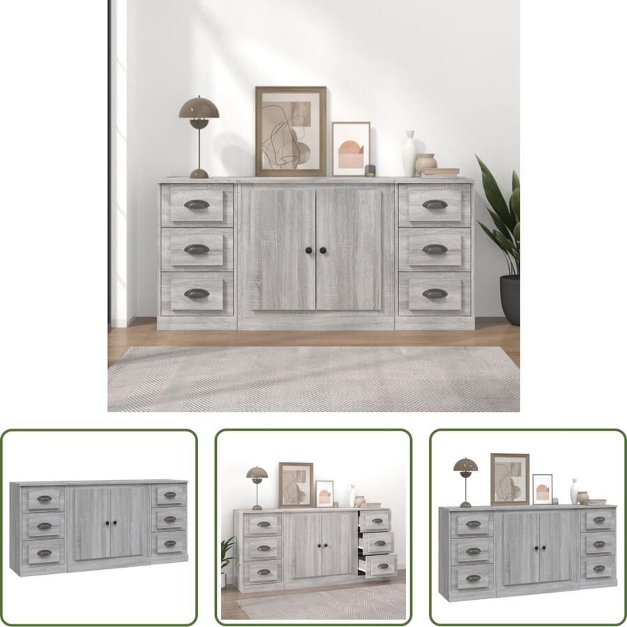 VidaXL The Living Store Dressoir Classic Grey Sonoma Eiken 142x35.5x67.5 cm