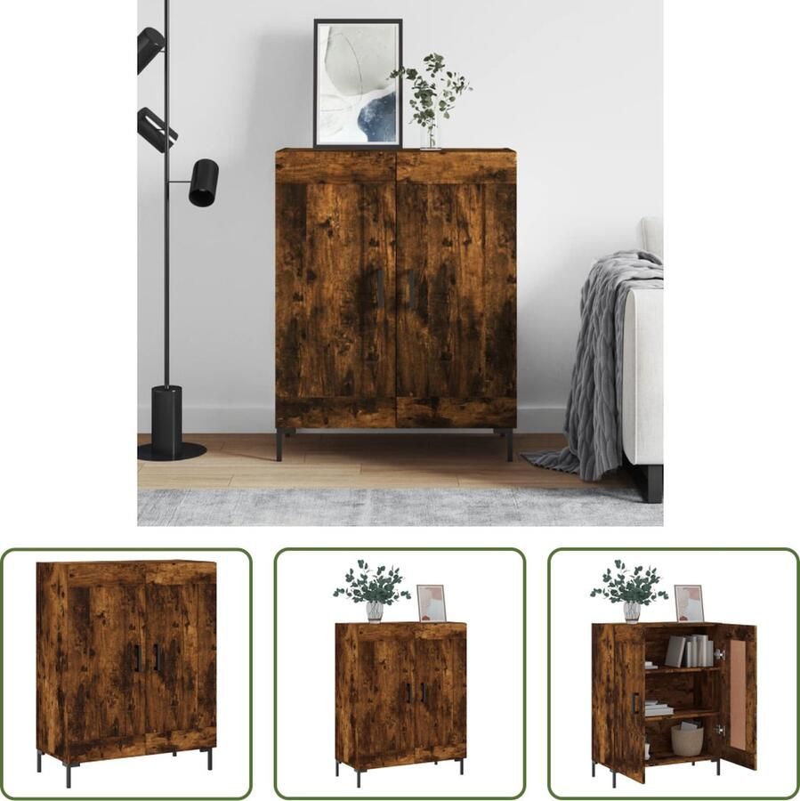 VidaXL The Living Store Dressoir Gerookt eiken 69.5 x 34 x 90 cm Duurzaam hout