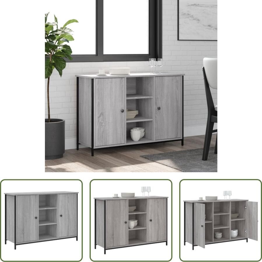 VidaXL The Living Store Dressoir Klassiek Dressoirkast 100 x 35 x 70 cm Grijs Sonoma Eiken